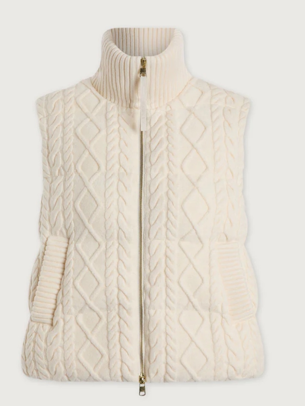 NEW⭐️VARLEY Cream Cable-lKnit Zip Front Vest Irina Gilet in Egret $278.00